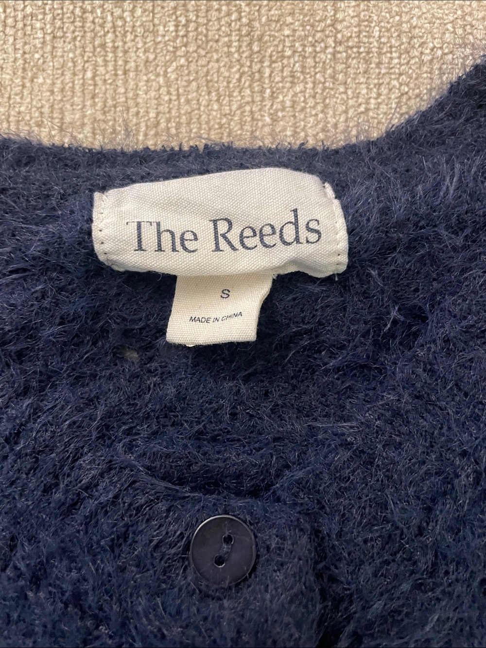 The Reeds Navy Fuzzy Button-Front Cardigan - Picture 2 of 3
